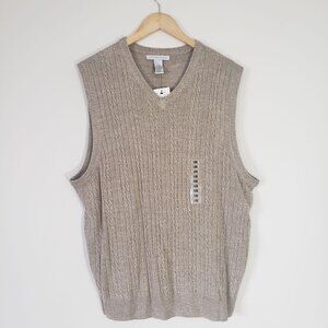 NWT Geoffrey Beene Mens Knit Sweater Vest Size XL Extra Soft V Neck Preppy